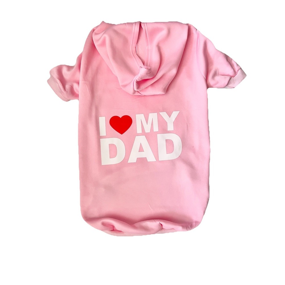 Dog Hoodie Love Dad  XX-Large Pink Sweatshirt Winter Clothing Pet Supplies - Picture 5 of 8